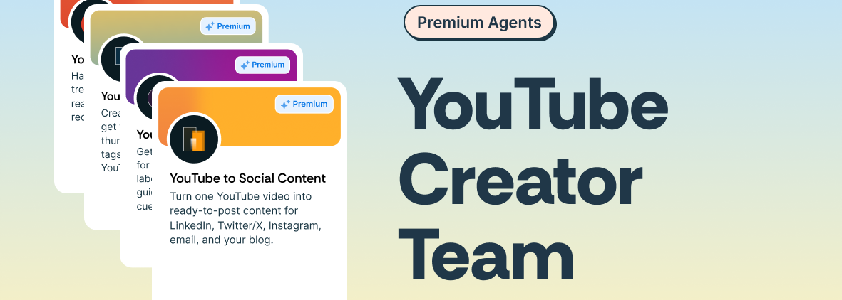 YouTube Creators rejoice | Agent.ai