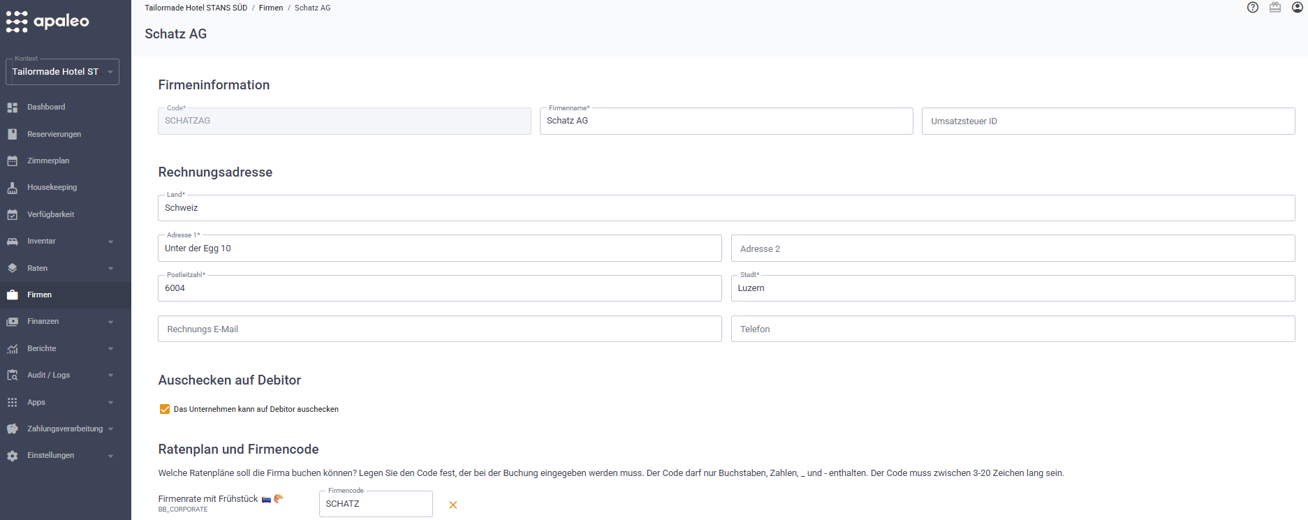 Screenshot der umnify Sales-Struktur
