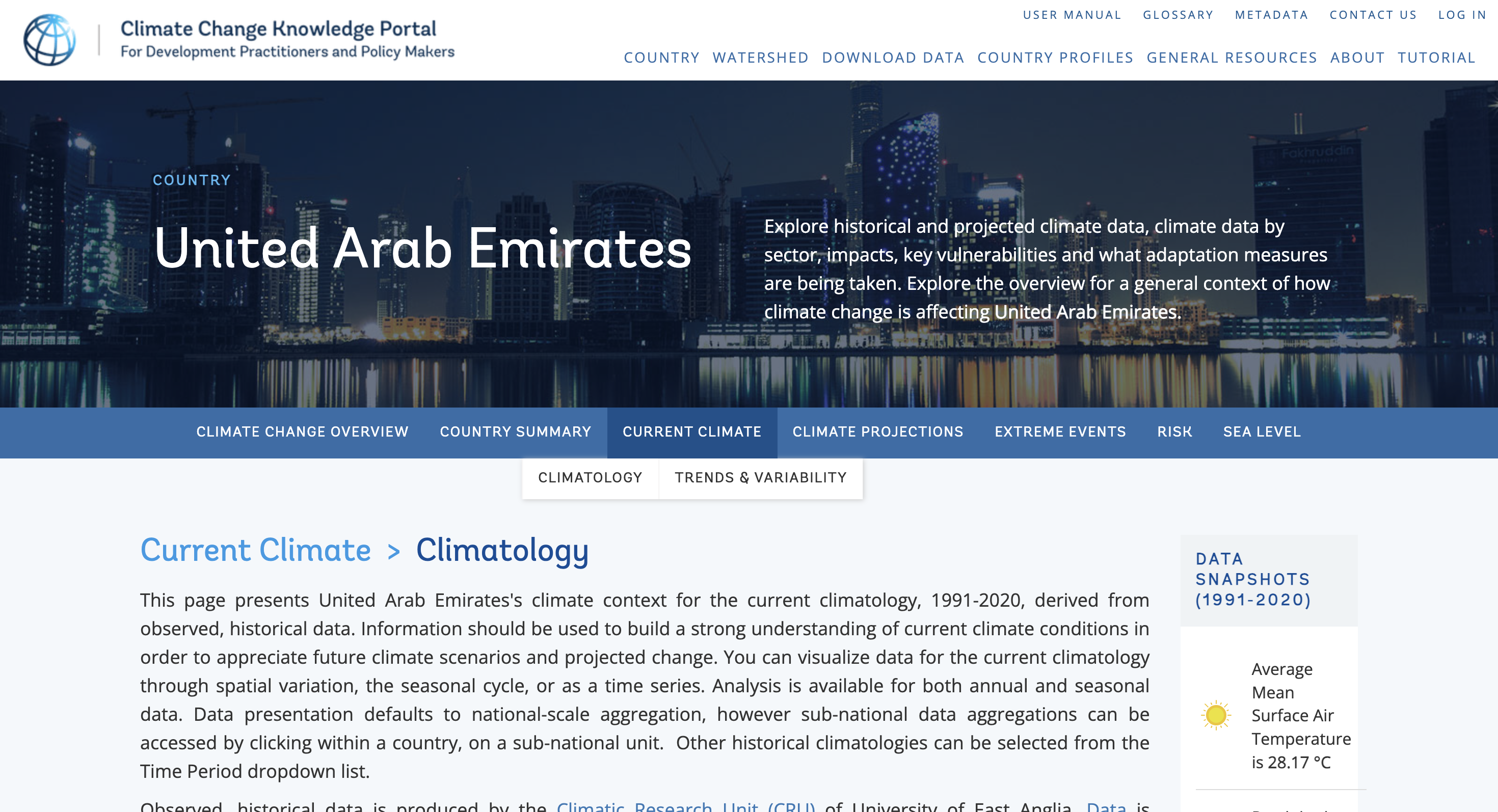 Climate Change Knowledge Portal UAE | The Climate Club