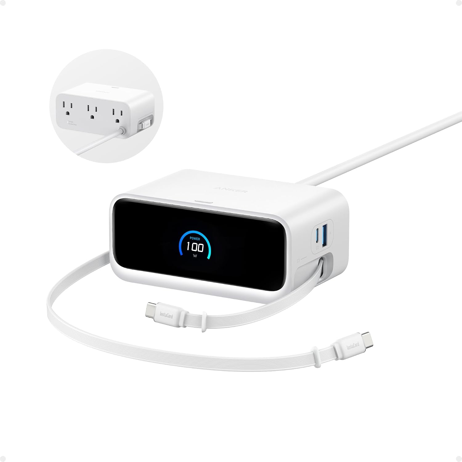 Desktop charging station with retractable USB-C cables