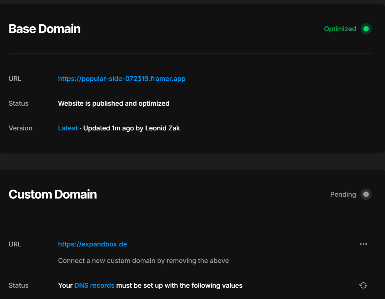 ✓ How deleting the base domain after inserting a custome one | Framer