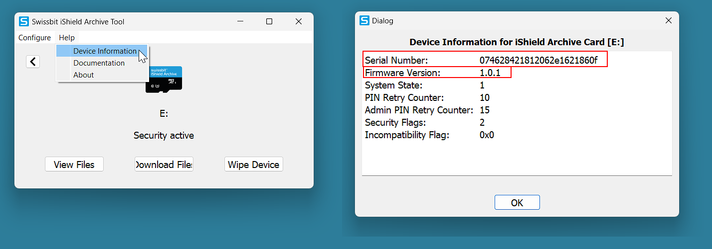 Identification of Firmware Application versions of Security Cards ...