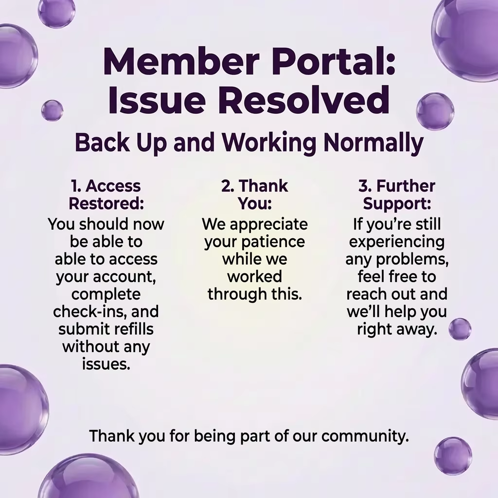 Member Portal Issue Resolved | CoreAge Rx Wellness Community
