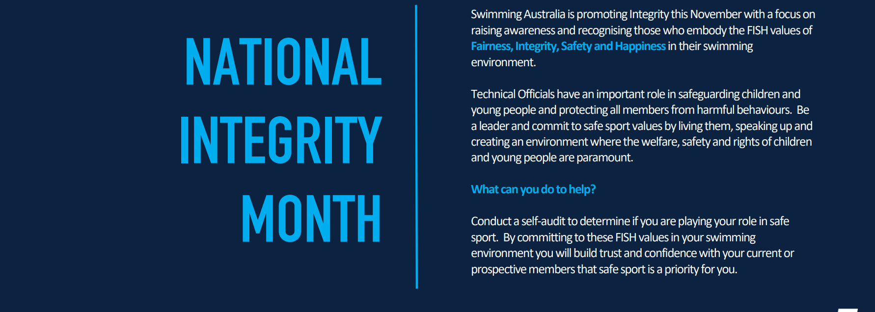 November is National Integrity Month | Australian Swimming Technical ...