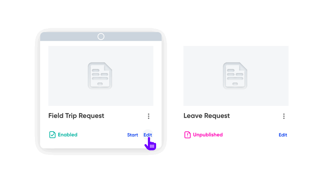 Animated walkthrough of creating a new draft from a published form