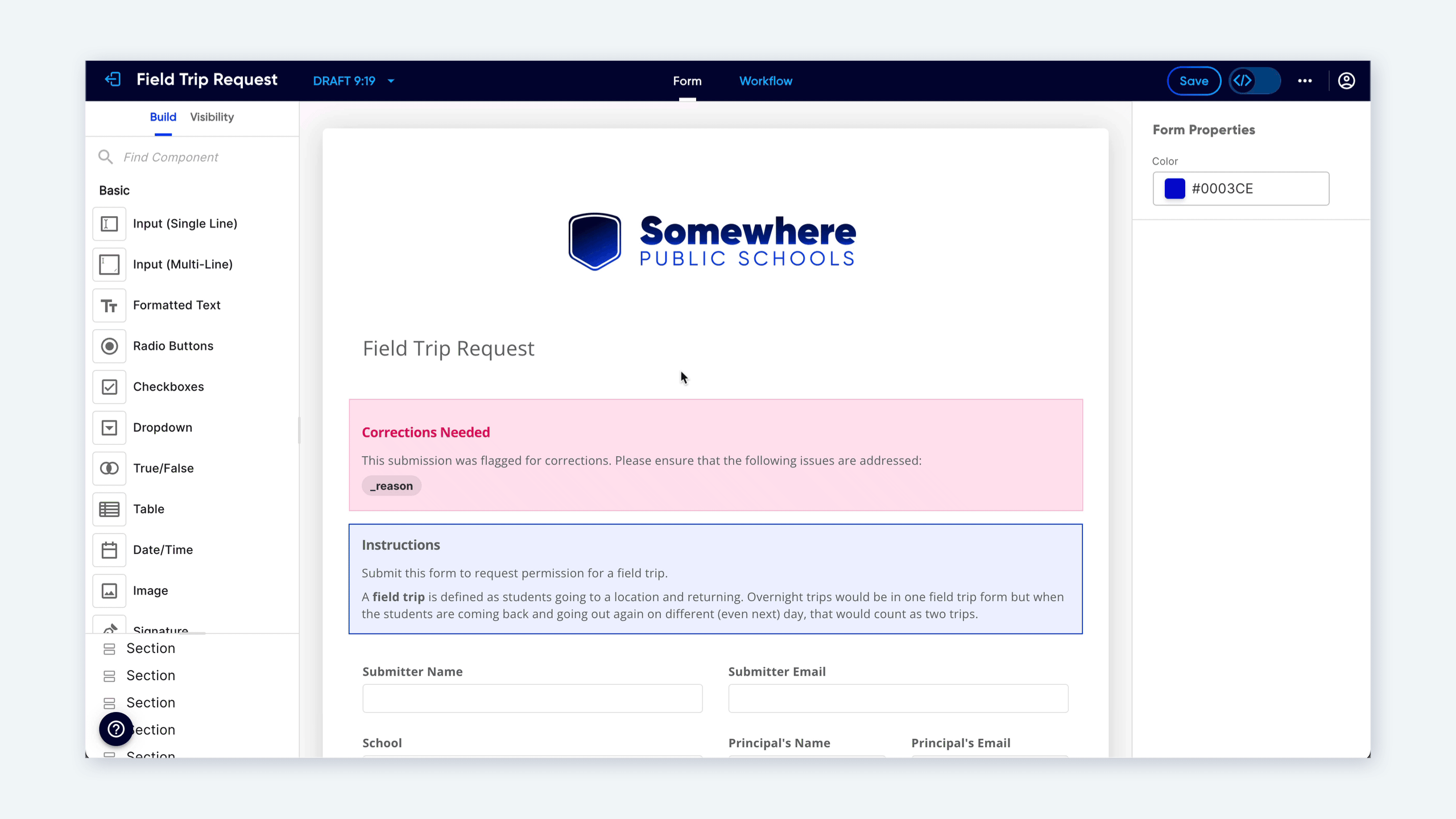 Animated walkthrough of adding the Language Selector component to a form