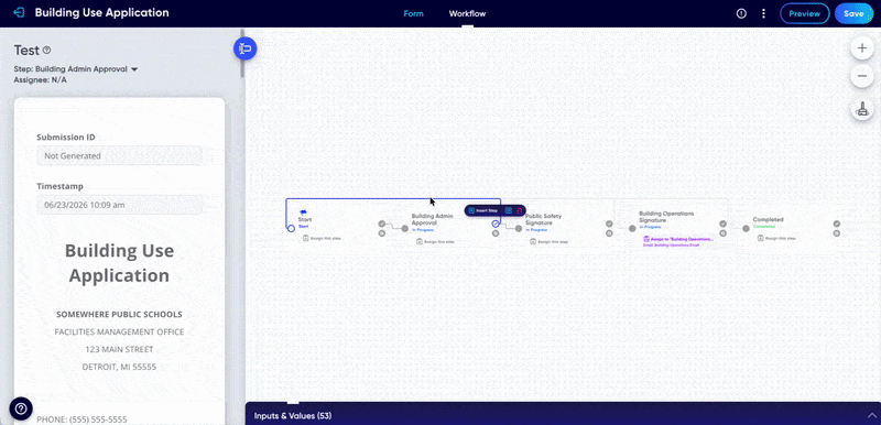 Animated walkthrough of opening the Step Details panel and configuring step options