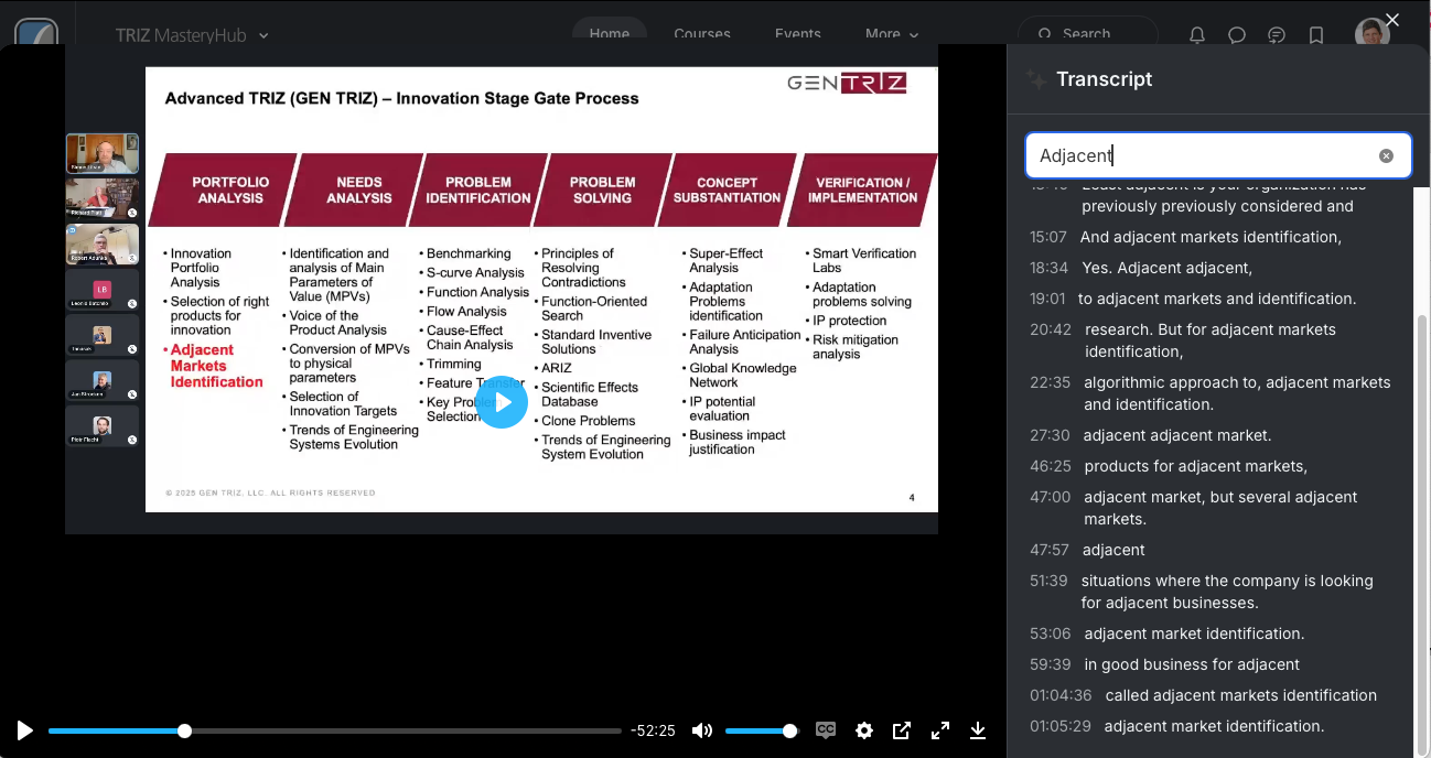 Transcript of recordings is now available | TRIZ Mastery Hub