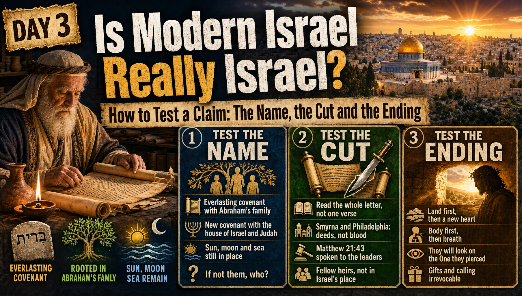 Is Modern Israel Really Israel? Day 3, How to Test a Claim: the name, the cut and the ending
