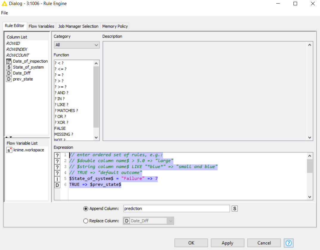 Rule engine | KNIME