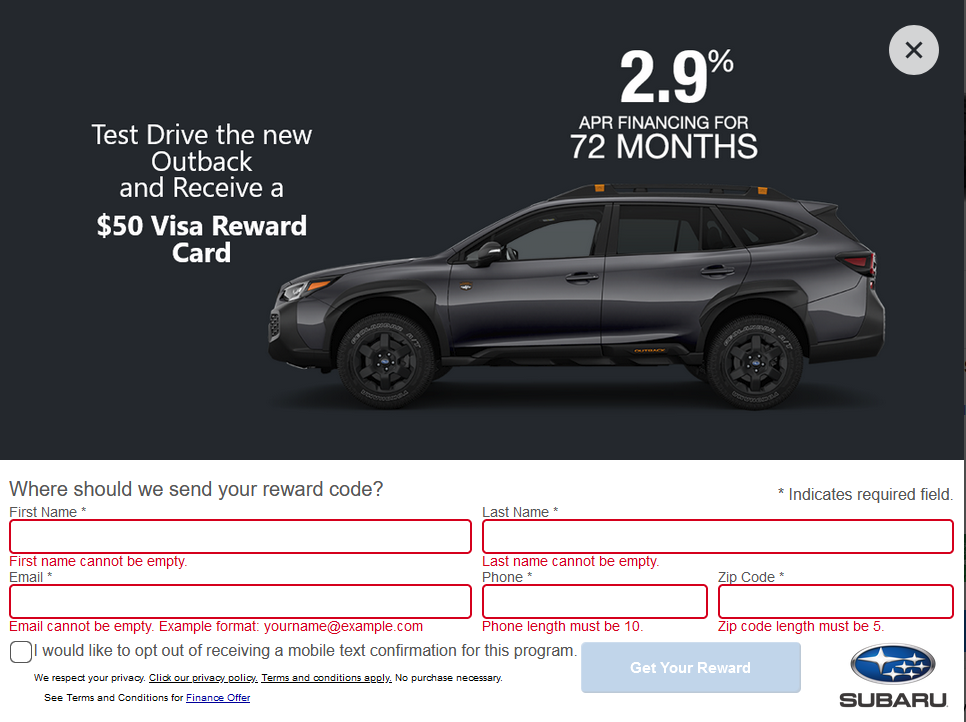 Car Test Drive Offers – Earn $50 Visa Reward Card for Test Driving New ...
